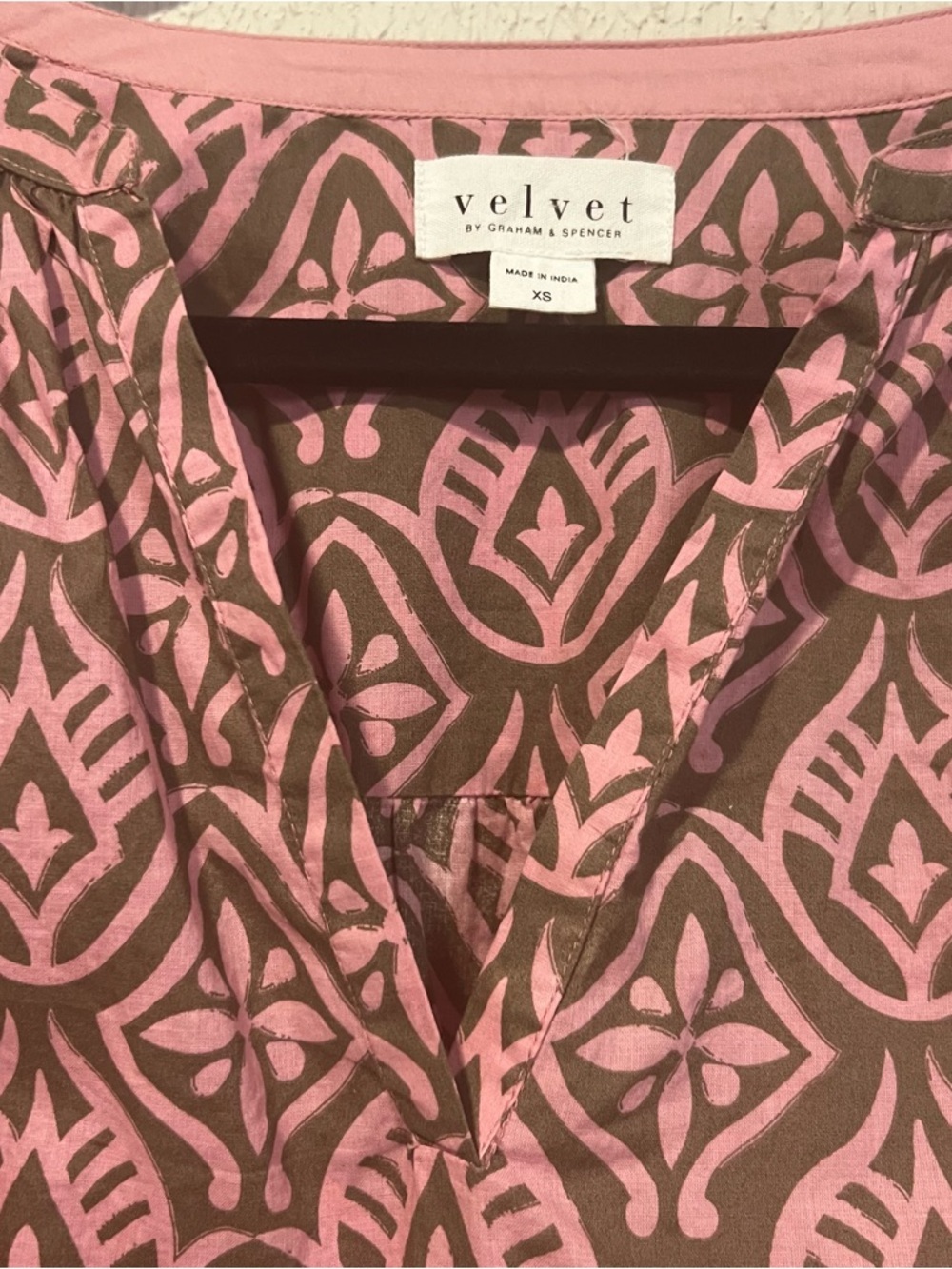 Velvet by Graham & Spencer Pink Brown Mosaic Dress size X small - Picture 9 of 14
